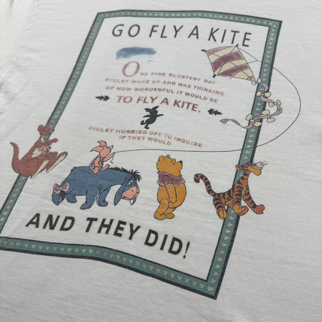 90s ディズニー プーさん Tシャツ 白 go fly a d-000027