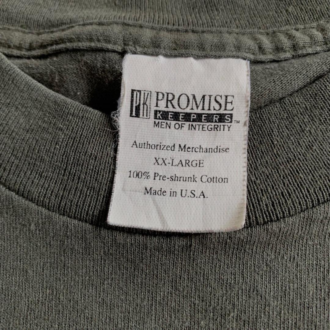 90s USA製 Tシャツ Promise Keepers カーキ o-000023